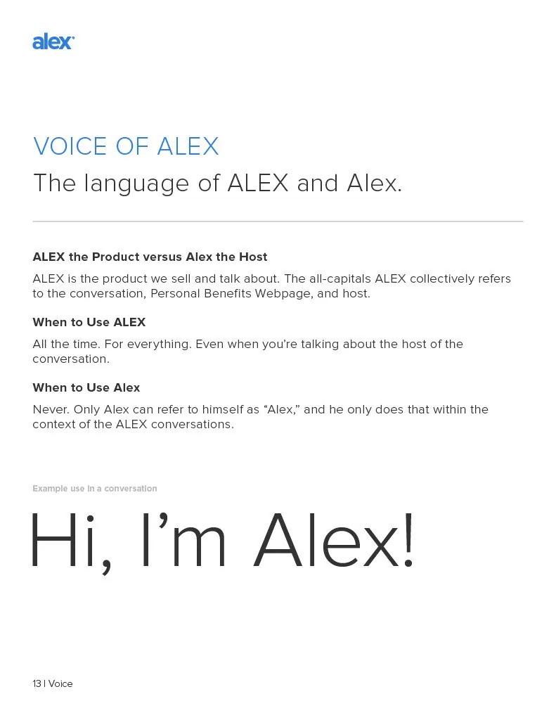 ALEX voice guide