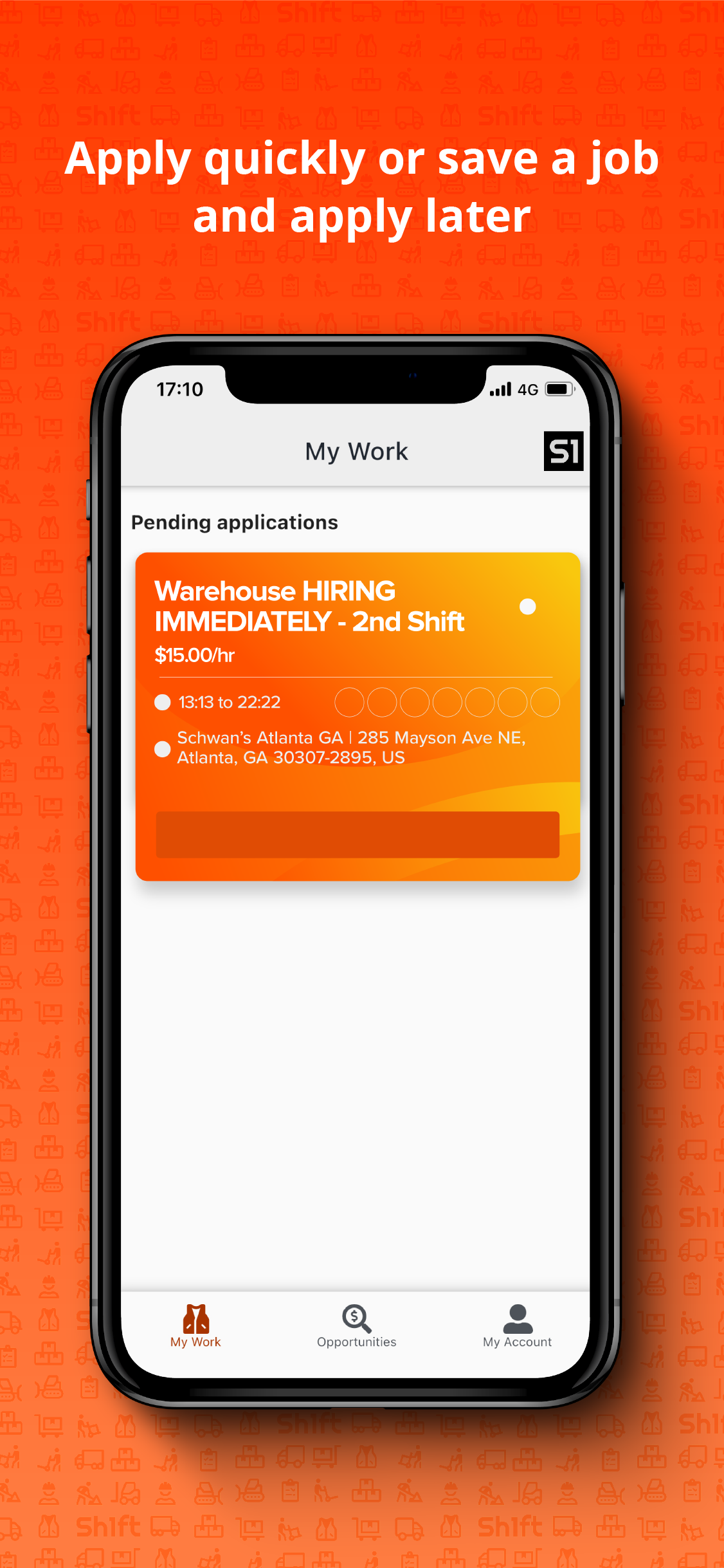 Sh1ft worker app — apply or save