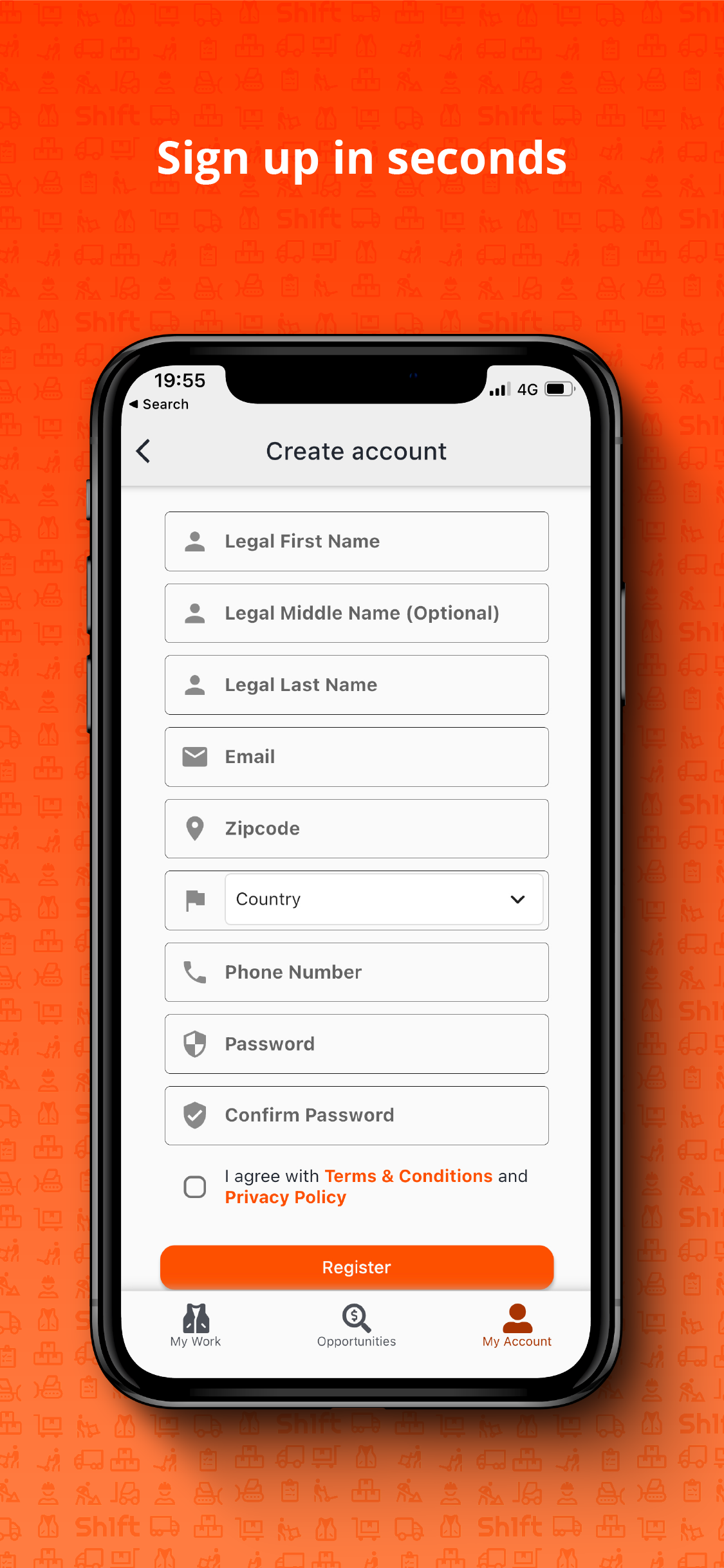 Sh1ft worker app — sign up